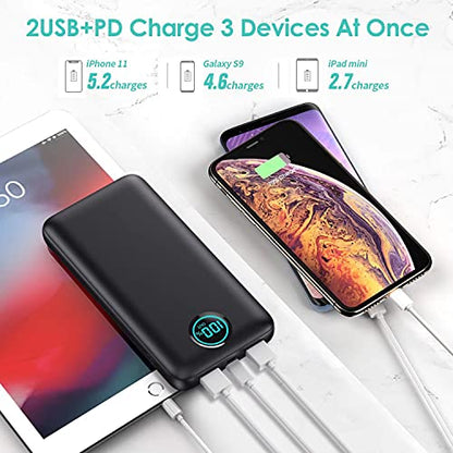 Portable Charger Power Bank 30,800mAh LCD Display Power Bank,25W PD Fast Charging +QC 4.0 Quick Phone Charging Power Bank Tri-Outputs Battery Pack Compatible with iPhone,Android etc(Black)