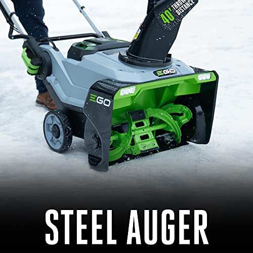 EGO Power+ SNT2112 21-Inch 56-Volt Lithium-Ion Cordless Snow Blower with Steel Auger - (2) 5.0Ah Batteries and Dual Port Charger Included, Black