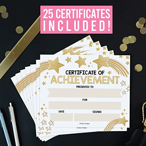 25 Gold Star Preschool Diploma Kindergarten Certificates for Kids - Kindergarten Diploma Certificate Paper for Printing, Graduation Certificates of Achievement Award Certificates for Students