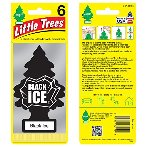 LITTLE Air Fresheners Car Air Freshener. Hanging Tree Provides Long Lasting Scent for Auto or Home. Black Ice, 24 Air Fresheners