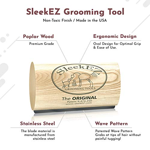 SleekEZ Original Deshedding Grooming Tool for Dogs, Cats & Horses - Undercoat Brush for Short & Long Hair - Painlessly Remove 95% of Loose Hair, Fur & Dirt - Easy to Clean - USA Made - (2.5 inch)