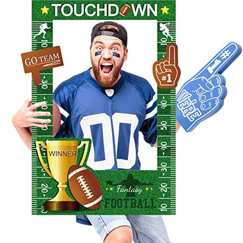 Jetec Football Photo Prop Frame Selfie Picture Frame Sport Picture Frame Football Themed Picture Frame for Birthday Baby Shower Football Theme Party Decoration