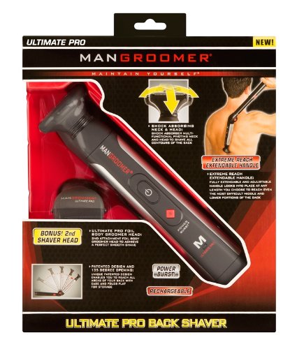 MANGROOMER - ULTIMATE PRO Back Shaver with 2 Shock Absorber Flex Heads, Power Hinge, Extreme Reach Handle and Power Burst