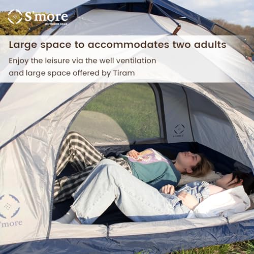 S'more Tirami Instant Setup Camping Tent, Dome Tent Included Rainfly Blocks Wind & Rain, Lightweight and Easy Set Up Outdoor Tent, 1/2 Person Quick Pop Up Tent Great for Hiking, Backing, Marshmallow