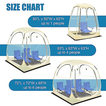 Eapele Sports Tent, Instant Pop-Up Tent Shelter, 63"x63"x63"H Outdoor Clean Bubble Tent, Provides Rain Tent Protection for Watching Sports Events, Camping, Fishing, Cheering, and Parades