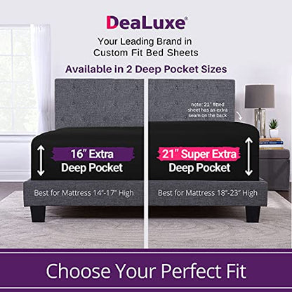 Twin XL Sheets Deep Pockets – 21” Twin XL Deep Pocket Sheets – [3 Piece Set] Oversize Flat Sheet, Fitted Sheet and 1 Zipperede Pillowcase – 18”–23” Pillow Top Mattress Extra Long Twin Sheets – Black