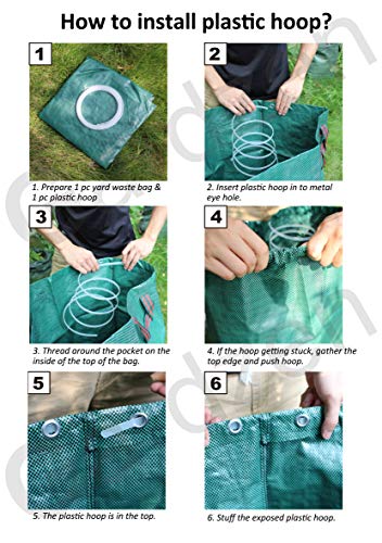 Gardzen 2-Pack 132 Gallons Gardening Bag with Double Bottom Layer - Extra Large Reuseable Heavy Duty Gardening Bags, Lawn Pool Garden Leaf Waste Bag, Comes with Gloves