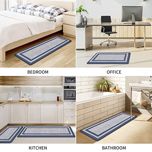 Mattitude Kitchen Mat [2 PCS] Cushioned 0.47 inch Rugs Non-Skid Waterproof Ergonomic Comfort Standing Mat for Kitchen, Floor, Office, Sink, Laundry, Blue and Gray