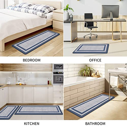 Mattitude Kitchen Mat [2 PCS] Cushioned 0.47 inch Rugs Non-Skid Waterproof Ergonomic Comfort Standing Mat for Kitchen, Floor, Office, Sink, Laundry, Blue and Gray