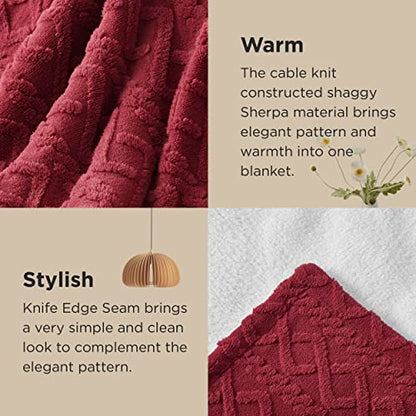 Bedsure Sherpa Blanket Twin Size - Twin Blanket Fuzzy Soft Cozy Throw for Couch, Fleece Thick Warm Blanket for Winter, Red Fall Throw Blanket, 60x80 Inches
