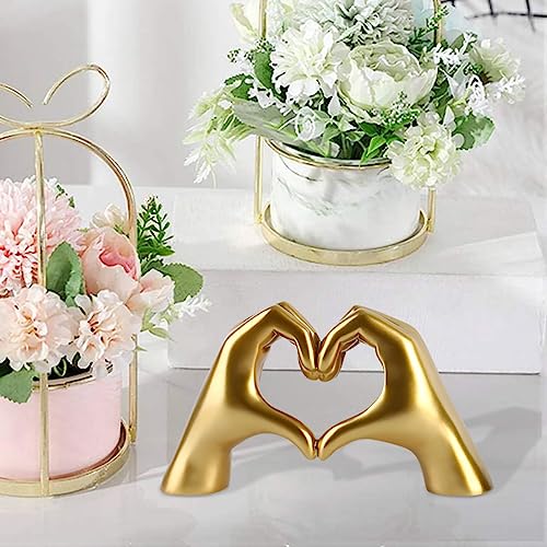 MOYI Gold Decor for Living Room Bedroom Bookshelf Coffe Table, Love Finger Aesthetic Statues Boho Wedding Accents Decorations, Knick Knacks Home Decor for Shelves