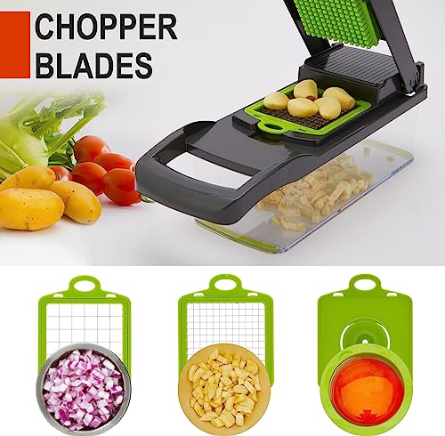 Hasal Vegetable Chopper 16 in 1 with Container - Kitchen Gadgets - Extra Peeler and Cleaning brush - Chopper Vegetable Cutter - Food Chopper - Veggie Chopper - Onion Chopper Dicer - 8 Blades