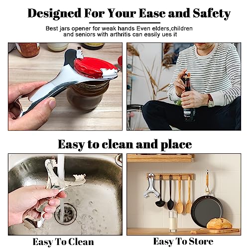 Mason Jar Opener No Lid Dents or Damage Multifunctional Jar Opener Easy Twist Manual Handheld Top Remover Bottle Opener Made For Lifetime