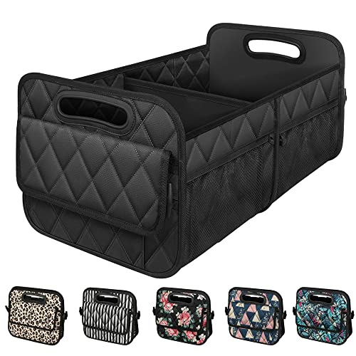 Deosk Car Trunk Organzier for suv,Car Organziers and Storage with 6 Big Pocket,Car Accessories for Women/Men 50L Waterproof Polyester Trunk Organzier for Car/SUV/Minivan/Truck(Medium, Black)