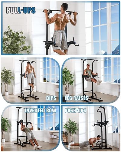 Sportsroyals Power Tower Dip Station Pull Up Bar for Home Gym Strength Training Workout Equipment, 400LBS.