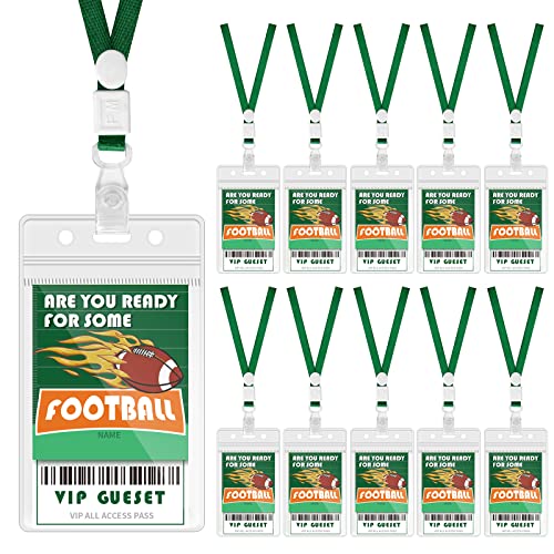 10 Pieces Football Party Favors Football Party VIP Passes Sports Party Favors Football Party Accessories VIP Pass Holder with Lanyard for Sport Themed Tailgate Game Day Football Theme Supplies