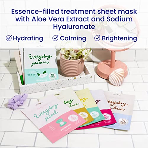 Everyday Set of 8 Sheet Masks (16 Count) - Hydrating Essence Korean Sheet Mask, for All Skin Types, Revitalizing, Purifying, Illuminating, Hydrating, Anti-aging With No Harsh Chemicals and Safe for Sensitive Skin