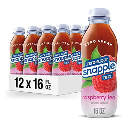 Snapple Zero Sugar Raspberry Tea, 16 fl oz recycled plastic bottle, Pack of 12