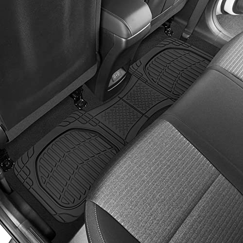 Motor Trend FlexTough Floor Mats for Cars, Black Deep Dish All-Weather Car Mats, Waterproof Trim-To Fit Automotive Floor Mats for Cars Trucks SUV, Universal Floor Liner Car Accessories