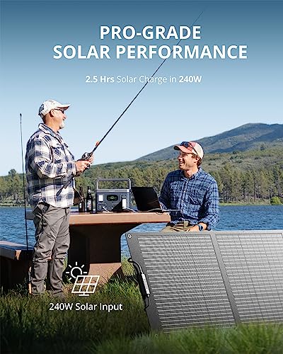 GROWATT Portable Power Station Generators: VITA550 Solar Generator (Solar Panel Optional) with 538Wh LiFePO4 Battery,1 Hour Fast Charging, 600W (1200W Surge) Output for Outdoor Camping/RVs/Home Use