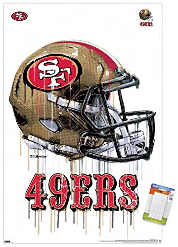 Trends International NFL San Francisco 49ers - Drip Helmet 20 Wall Poster, 22.375" x 34", Poster & Mount Bundle