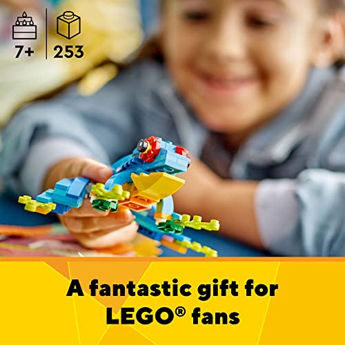 LEGO Creator 3 in 1 Exotic Parrot to Frog to Fish 31136 Animal Figures Building Toy, Creative Toys for Kids Ages 7 and Up