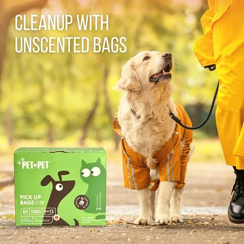 Pet N Pet 1080 Counts Orange Dog Poop Bag Rolls, Dog Bags Doggie Poop Bags, 38% Plant Based & 62% PE Dog Waste Bags, Extra Thick Doggy Poop Bags, Pet Waste Bags Doggie Bags