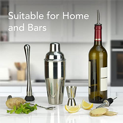 Arora Barware Set - 6pc - Stainless Steel - Professional Bar Tools for Drink Mixing, Home, Bar, Party, Silver, 24oz (851111)