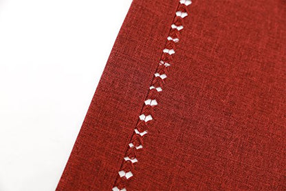 Grelucgo Large Handmade Hemstitched Polyester Rectangle Table Runners, Cranberry 14x120 inch