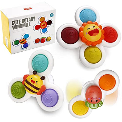 TOHIBEE Suction Cup Spinner Toys, Strong Bath Spinning Dimple Fidget Toy, Sensory Toys for Toddlers 1-3, Birthday 1-3 Year Old Girl Boy