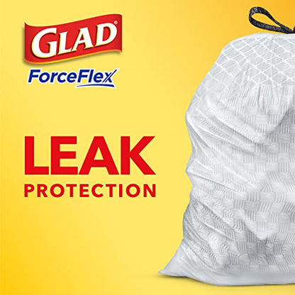 GLAD ForceFlex Tall Drawstring Trash Bags, 13 Gallon White Bags for Kitchen Can, Gain Original Scent to Eliminate Odors, 40 Count