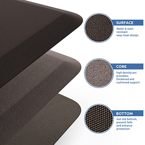 KitchenClouds Kitchen Mat Cushioned Anti Fatigue Kitchen Rug 17.3"x60" Waterproof Non Slip Kitchen Rugs and Mats Standing Desk Mat Comfort Floor Mats for Kitchen House Sink Office (Chocolate)