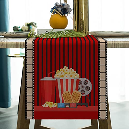 Movie Night Table Runner Now Showing Table Decor Movie Themed Party Kitchen Dining Home Decoration (13" x 72")