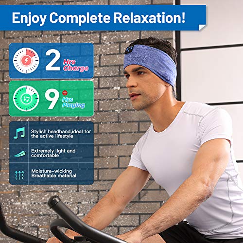 Perytong Sleep Headphones, Bluetooth Sports Headband Headphones with Ultra-Thin HD Stereo Speakers Perfect for Sleeping,Workout,Jogging,Yoga,Insomnia, Air Travel, Meditation