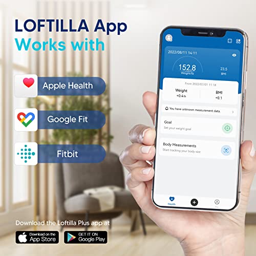 LOFTILLA Scale for Body Weight and Fat, Smart Body Fat Scale, Bluetooth Digital Weight Scales Sync with App, 14 Body Composition Analyzer, 400 lb Capacity Accurate Bathroom Scales, Black