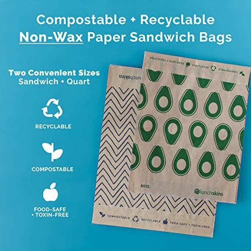 Lunchskins Compostable XL Food Storage Sandwich Bags Chevron, 50 count