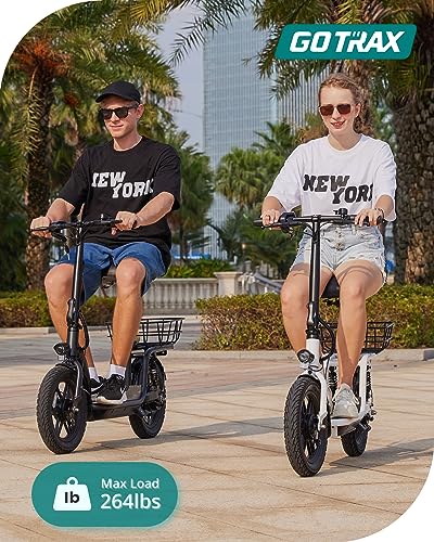 Gotrax ASTRO Electric Scooter with Seat, 14" Pneumatic Tire and 19 Miles Range&15.5Mph Power by 350W Motor, Comfortable Rear Dual Shock Absorption&Wider Seat, EBike with Carry Basket for Adult Black