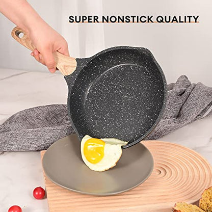 JEETEE Kitchen Pots and Pans Set Nonstick, Induction Granite Coating Cookware Sets with Frying Pan, Saucepan, Sauté Pan, Griddle Pan, Crepe Pan, Cooking Pots, PFOA Free, (Grey, 20pcs Set)