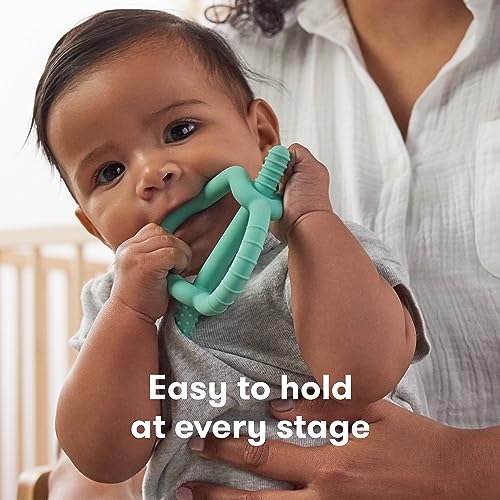 Frida Baby Get-A-Grip Teether | 100% Food-Grade Silicone Teether Toy for Baby 0-6, 12, 18 Months Infant, Reaches Front, Back, and All New Teeth Types, Easy to Hold, Never Drop, BPA-Free, PVC-Free