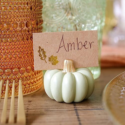 Kate Aspen Fall Decor Mini Green Pumpkin Place Card Holder (Set of 6), Place Settings, Perfect for Thanksgiving Table Decor, Fall Themed Weddings, Bridal Brunches