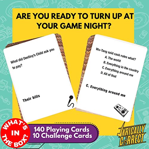 Lyrically Correct 90's and 2000's Hip Hop and R & B Music Trivia Card Game |Multi-Generational Family Gatherings, Adult Game Night and Fun Trivia