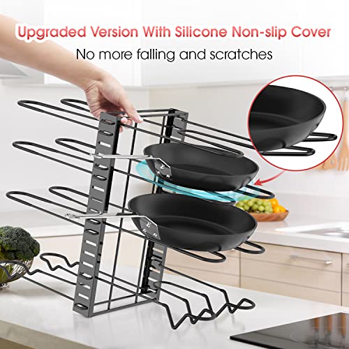 G-TING Pot Rack Organizers, 8 Tiers Pots and Pans Organizer for Kitchen Organization & Storage, Adjustable Pot Lid Holders & Pan Rack for Kitchen, Lid Organizer for Pots and Pans With 3 DIY Methods