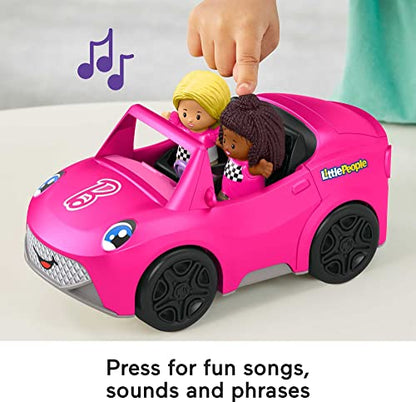 Little People Barbie Toddler Toy Car Convertible with Music Sounds & 2 Figures for Pretend Play Ages 18+ Months