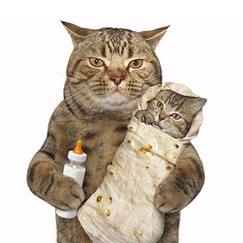 Admitrack Tortilla Wrap Blanket,Burritos Round Wrap Blanket,Tortilla Throw Blanket,Funny Realistic Food Round Blanket,Novelty Burritos Throw Blanket for Adults&Kids