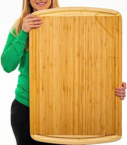 30 x 20 Bamboo Extra Large Cutting Board - Lifetime Replacements - Wooden Stove Top Cover Noodle Board - Meat Cutting Board for BBQ - Turkey Carving Board - Over the Sink Cutting Board - Charcuterie