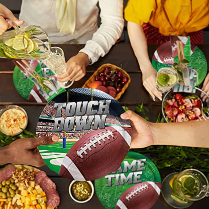 Football Party Supplies Kit Serve 25, Includes Disposable Dinner Plates, Dessert Plates, Napkins, Cups,and Football Tablecloth, Perfect for Football Birthday Party Tailgate Party Decorations