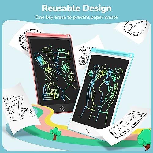 TECJOE 2 Pack LCD Writing Tablet, 8.5 Inch Colorful Doodle Board Drawing Tablet for Kids, Kids Travel Games Activity Learning Toys Birthday Gifts for 3 4 5 6 Year Old Boys and Girls Toddlers