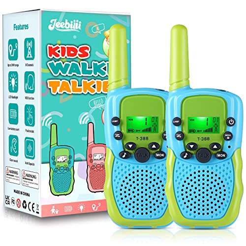 Jeebuu Toys for 3-12 Year Old Boys, 2 Pack Walkie Talkies for Kids 22 Channels 3 Kms Range 2 Way Radio for Indoor Outdoor Camping Hiking, Ideal Christmas Birthday Gifts for 3-12 Year Old Boys Girls