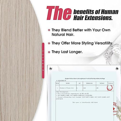 Moresoo Blonde Tape in Human Hair Extensions Seamless Tape in Hair White Blonde Hair Extensions Real Human Hair Extensions Tape in Invisible Hair Extensions Real Hair 10 Inch #60A 20pcs 30g