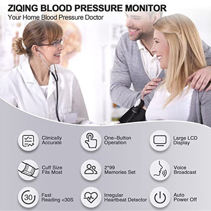 Blood Pressure Monitors, Bp Monitor - Blood Pressure Machine Large Cuff Blood Pressure Monitor Upper Arm Cuff 8.7''-17.3'', Large Screen, 2 Users Total 198 Memories, Clinically Accurate for Home Use